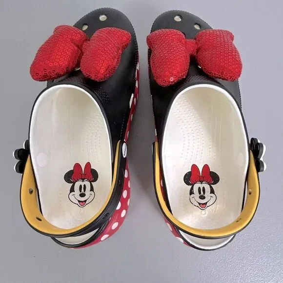 Disney Crocs women’s Black and Red Minnie Mouse Slippers Size 10 - Picture 4 of 7